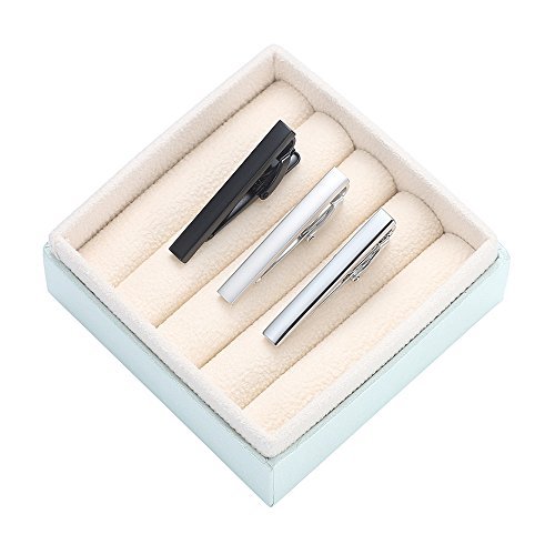 Corbata estrecha para hombres con pisacorbatas de 4cm set de 3 clips 2