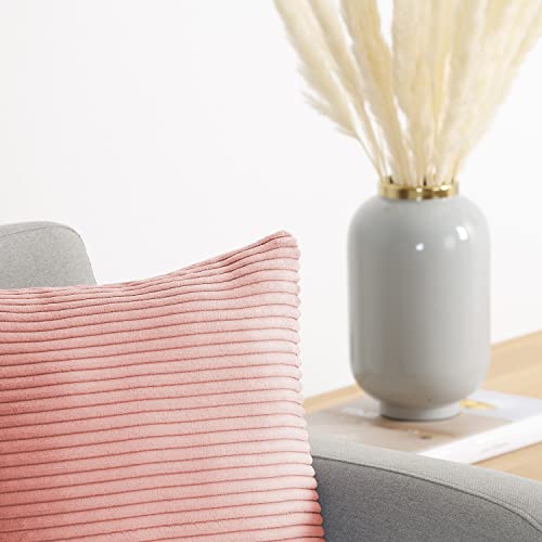Blumtal 2er Set Kissenbezug 40x40 cm Kord - Zierkissenbezug, Kissenhülle mit verstecktem Reißverschluss, als Sofakissen, Couchkissen oder Dekokissen, Misty Rose - Rosa - Image 4