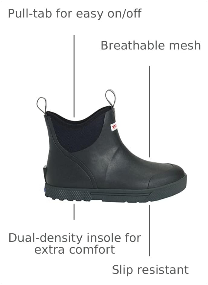 Image of XTRATUF 6 inch Men's Wheelhouse Ankle Deck Boot - Wide Fit - 100% Waterproof Rubber Footwear - Slip & Oil-Resistant Outsole - Reinforced Heel & Toe - Moisture-Wicking Liner