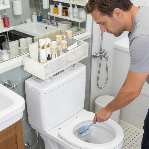 Étagère de rangement sur toilettes avec support serviette en papier intégré - 3