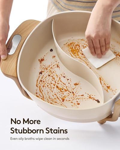 Hot Pot Electric Hot Pot with Divider, Large 6L Nonstick Dual-Sided Shabu Shabu Pot Dual-Flavor hotpot electric 1500W with Adjustable 5-Temperature Control ,Perfect for Family Dinners & Parties - Image 6