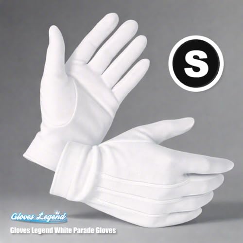 Image of White Cotton Parade Gloves for Marching Band, Parade, Cosplay Costume, and Formal Attire 100% Cotton S, M, XL