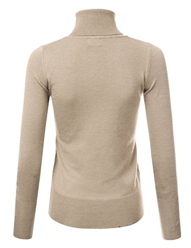 Image of Stretch Soft Knit Sweater Turtle Neck Long Sleeve Casual Lightweight Pullover Sweater for Womens with Plus Size