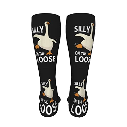Silly Goose On The Loose Socks Women Crew Sock Thick Stockings Moisture High Socks Compression Running Sock 20 Inches4