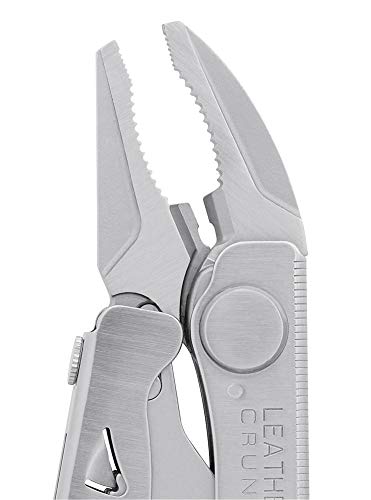 LEATHERMAN, Crunch Multitool with Folding Locking Pliers and Pin Vise, Stainless Steel with Leather Sheath