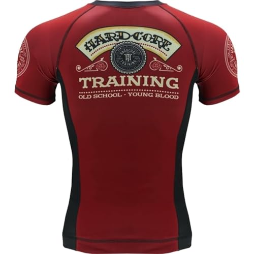 Hardcore Training Men's Rash Guard Compression Short Sleeve MMA Jiu Jitsu No-Gi Tight BJJ Grappling Base Layer Combat2