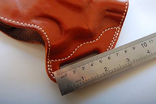 Cal38CS38R Handcrafted Leather Belt Holster Black Tan for Smith and Wesson,Colt,Ruger 38 Special Snub Nose (TAN, Right)