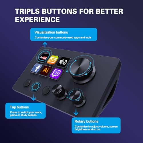TreasLin Stream Controller Deck with12 Customizable Macro Keypad to Trigger Actions in OBS Twitch YouTube for Content Creators Stream Dock Compatible with PC & Mac N3 Black Macro Keypad - 3