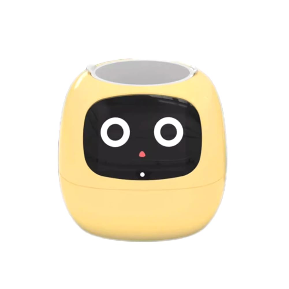 Robot Plantation Pots Fleurs pour Animaux Compagnie AI 7 Capteurs Intelligents Jardinière Intelligente Affichage la Température et L'Heure des Plantes Pots Fleurs Jaune