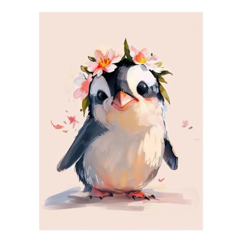 Peinture diamant Pingouin et Fleur pour exprimer toute votre créativité