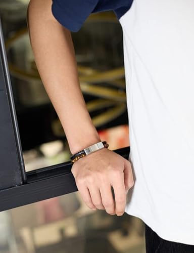 Mesurely Leather Bracelet For Men Initial Double-Row Braided Leather Bracelet Bangle Wristband With Stainless Steel Magnetic Buckle #TOP2