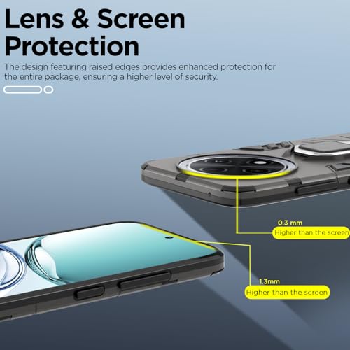 Image of Pikkme D5 Tough Armor Back Cover | 360 Protection Case | Ring Holder Stand Bumper Case for Oppo F27 Pro Plus 5G (Black)