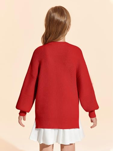 Haloumoning Girls Sweaters Long Sleeve Crewneck Pullover Jumper Cute Winter Knit Blouse Tops 7-14 Years4