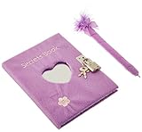 Rhode Island Novelty Teen Locking Diary Girl fts Plush Heart Journal with Mirror Feather Boa Pen, Assorted Colors 1 Diary