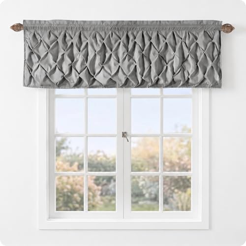 VCNY Home Pintuck Valance Curtain with Rod Pocket Top - Carmen Gray | 60' x 20' | Light Filtering...