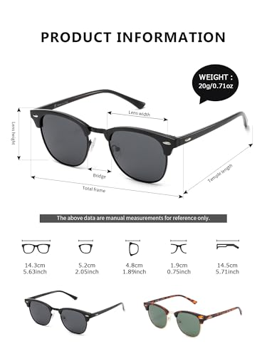 (2 PACK) Polarized Sunglasses for Men and Women Semi-Rimless Frame Driving Sun glasses UV Blocking2