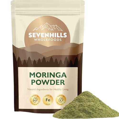 Sevenhills Wholefoods Moringa Powder 400g - High in Iron Vitamin B12 and Fibre for Energy Immunity & Gut Health - Non-GMO - add to Juices Baked Goods Smoothies