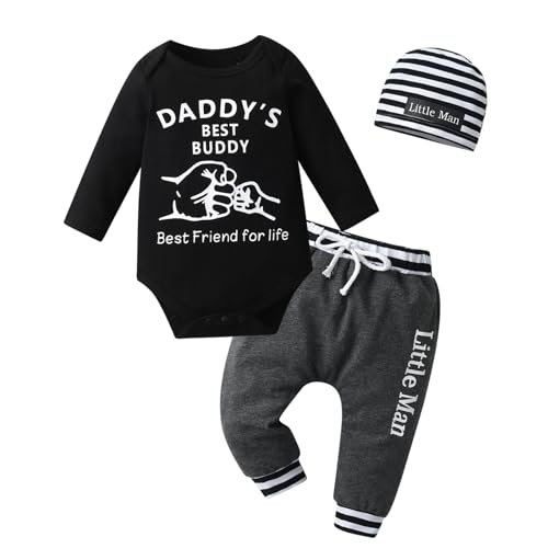 Image of KuKitty Newborn Infant Baby Boy Clothes Long Sleeve Romper + Pants + Hat 3PCS Outfits Set