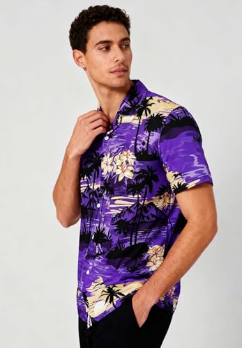 Image of Cromoncent Matching Hawaiian Outfits for Family, Dad and Son Matching Luau Beach Tropical Shirts Mommy Daughter Tropical Sets