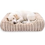 Arquiel Ultra Soft Dog Bed for Medium Large Dogs, Machine Washable Rectangular Pet Bed with Non-Slip Bottom, Breathable Puppy Sleeping Mat for Indoor, Fits 28-inch Pet Crate, Camel