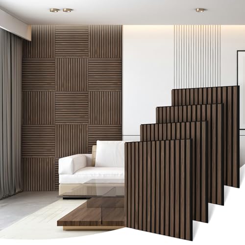 AKK-ART Akustikpaneele Holz,1,44m²-4 Stück 60x60x1,8cm 3D Holzfurnier Holzpaneele Wand, Wandverkleidung innen & Schallabsorber Wandpaneele für Wohnzimmer, Büro & Heimkino Walnussbaum Dunkel#11 AKK-ART Akustikpaneele Holz,1,44m²-4 Stück 60x60x1,8cm 3D Holzfurnier Holzpaneele Wand, Wandverkleidung innen & Schallabsorber Wandpaneele für Wohnzimmer, Büro & Heimkino Walnussbaum Dunkel#11