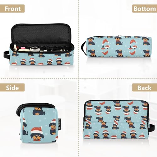 Bolsa organizadora para herramientas de cabello con diseño de perros navideños y tapete resistente al calor miniatura 5