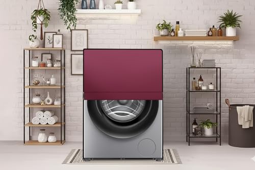 Image of The Furnishing Tree Washing Machine Cover Maroon Compatible for Bosch 7 Kg Fully-Automatic Front Loading WAK20160IN - D x W x H : ( 61x61x86.4 CM )