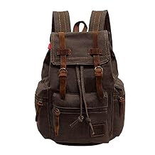 koolehaoda Vintage Canvas Backpack Rucksack Unisex Casual Backpack for 12-17" Laptop Backpack Travel Camping Hiking Bag L-Army Green