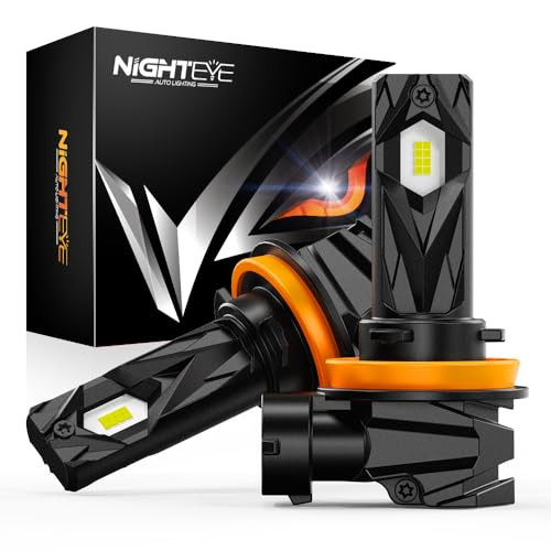 NIGHTEYE H11 LED Headlight Bulb - 1:1 Size Plug and Play H11/H8/H9 Headlight Bulb 18000LM 6500K Cool White Super Bright IP68 Waterproof Pack of 2