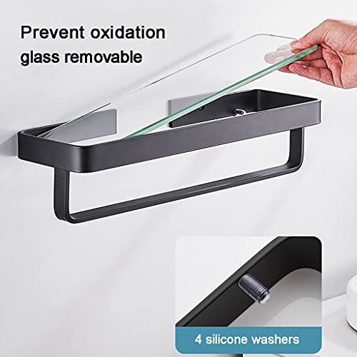 Estante de vidrio para baño con herrajes negros de diseño 5