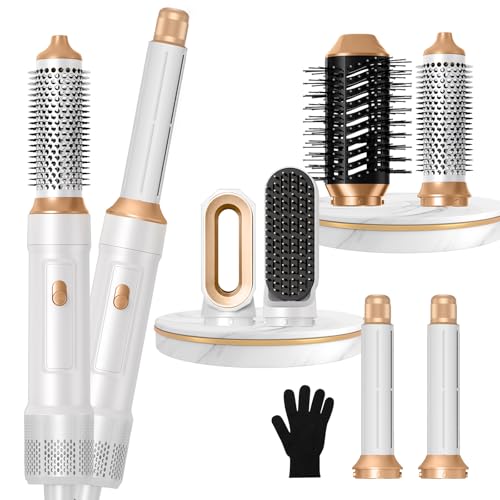 6 in ONE Blow Dryer Brush, Curling Wand Hair Styling Tools Set, Ionic Hot Air Hair Dryer, Massage Oval Hair Dryer, Left&Right Hair Curlers 100-120V