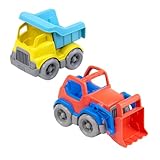 Green Toys OceanBound Dumper & Scooper Truck Set – Eco-Friendly Construction Toy Bundle