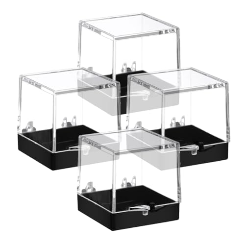 OATIPHO Vitrina de Exhibición de Minerales y Objetos Coleccionables 4 Cajas Transparentes de Metacrilato Tapa para Uso Doméstico