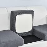 Edumov Sofa Seat Cushion Covers, Stretch Sofa Seat Covers, Fitted Universal Sofa Cover, Non-Slip Sofa Slipcovers: Velvet Covers for Individual Cushions(Large 1-Seater,Dark Grey)