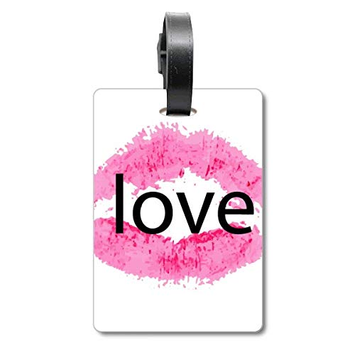 Étiquette de valise kiss rose et porte-adresse d'identification pour sac de voyage