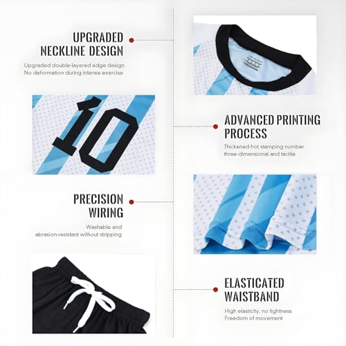Kids Soccer Jersey Set Football Uniform Kit with Shirt Shorts for Boys Girls,Soccer Sports Fan Gift Gear (Blue, 8-9 Years) - Thumbnail 6