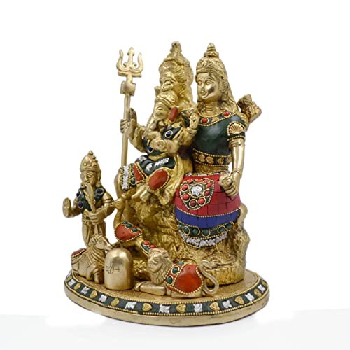 Image of CraftVatika Brass Shiva Family Murti Idol - Shiv Shankar, Ganesh, Parvati, Kartikey Statue, (9.7 Inches Height)
