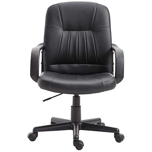 Sedia da Ufficio Ergonomica e Girevole, Poltrona da Ufficio con Altezza Regolabile in Similpelle 60x60x94-103cm Nero - Sedia gaming - Immagine 3