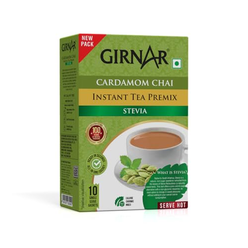 Image of Girnar Instant Cardamom Chai Premix With Stevia - 10 Sachets, 100 Grams