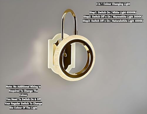 Image of FILLISKA Luxurious Acrylic Crystal Wall Lamp with Adjustable Colour Changing Function, Elegant Finish (FrenchGold-61282LND)(1 Year Warranty)
