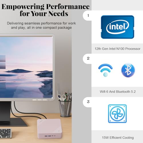 Image of NIMO Mini-PC, 16GB RAM 512GB M.2 SSD Intel 12th Gen N100(Beat i3-1115G4) 4 Cores Desktop Mini PC, Support Upgrade Desktop PC Triple 4K HDMI USB3.2 BT5.2 WiFi 6 Students-Business Home Office