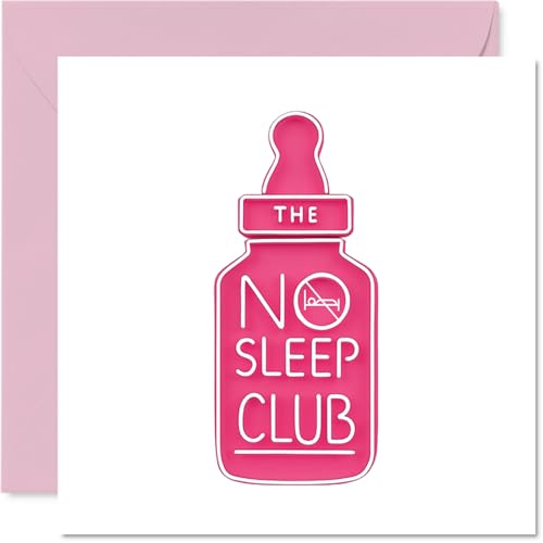 Stuff4 - New Baby Card Girl - No Sleep Club - Congratulations Newborn, Well Done Congrats, Welcome To The World Home Gifts, 145mm Greeting Cards for Parents