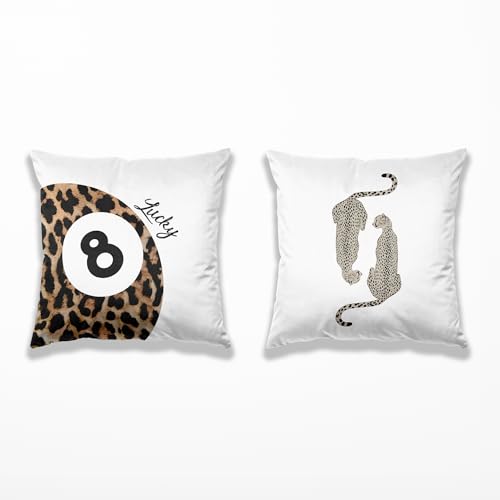 TopXmai Trendige Kissenbezüge mit Leopardenmuster, 8 Kugeln, 45,7 x 45,7 cm, 2 Stück, modische Kissenbezüge für Mädchenzimmer, Schlafsaal, Wohnung