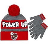 Nintendo Super Mario Boys Winter Hat and Gloves Cold Weather Set, Age 4-7