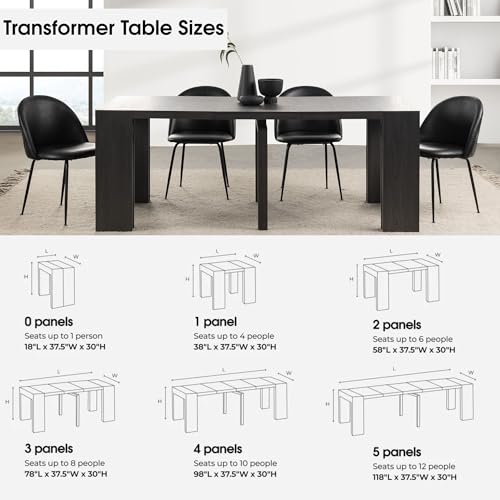 Transformer Table Solid Wood Extendable Dining Table, Black - image 7