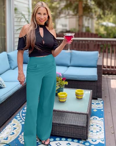 Image of Promover Wide Leg Pants Woman Yoga Pants with Pockets Stretch Loose Casual Lounge Sweatpants Petite /Regular /Tall