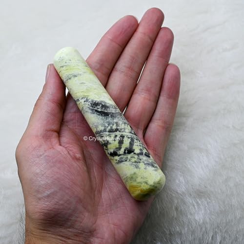 Image of Certified Serpentine Crystal Wand - Smooth Crystal Wand for Energy Healing, Chakra Balancing, Meditation and Home Decor - Crystals and Healing Stones for Gift