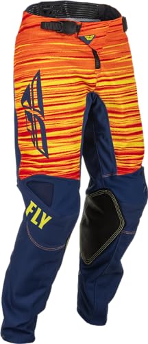 Fly Racing 2022 Youth Kinetic Wave Pants Navy/Yellow/Red-18 | MX Durable