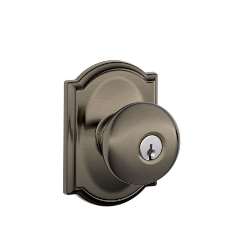 Schlage F51 PLY 620 CAM Camelot Collection Plymouth Keyed Entry Knob, Antique Pewter