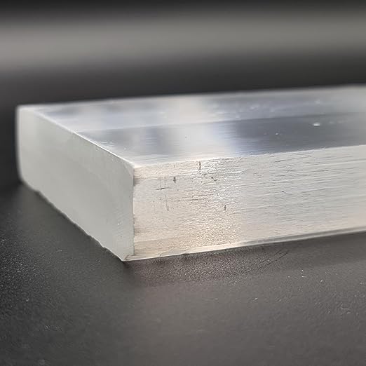 4All Plato rectangular de carga de cristal de selenita, rebanada blanca, 20 cm x 10 cm, piezas de declaración hechas a mano para meditación, limpieza y decoración del hogar (pulido)